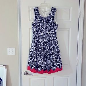 Black, white and pink sleeveless dress